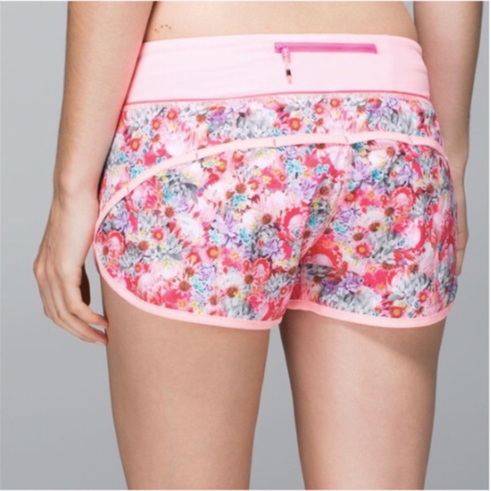 lululemon pink floral running shorts